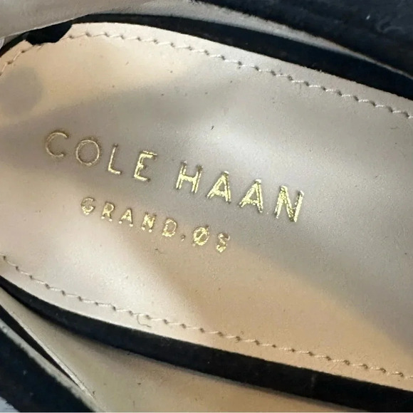 Cole Haan Emmett Bootie Black Suede Tie Ankle Open Toe Heel Size 9.5 B - Picture 7 of 11